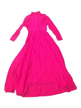 Vintage Bright Pink Long Sleeve Maxi Dress